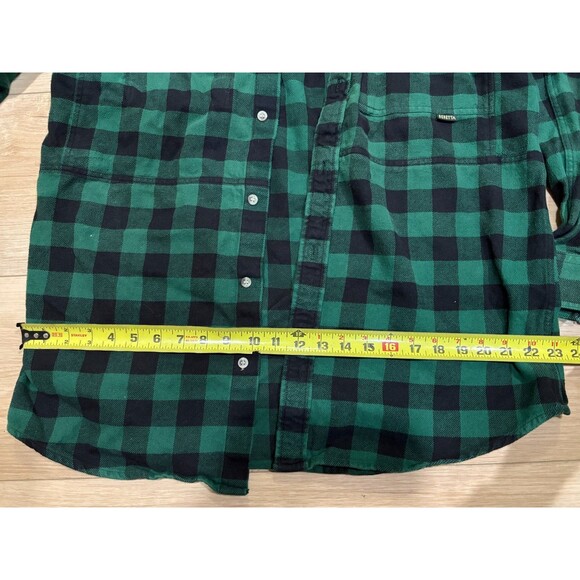 BERETTA Men's Size L Green Black Check Plaid Flannel Shirt 100% Cotton - Picture 7 of 9